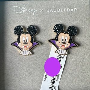 Disney Baublebar Mickey Mouse Vampire Rhinestone Studded Earrings